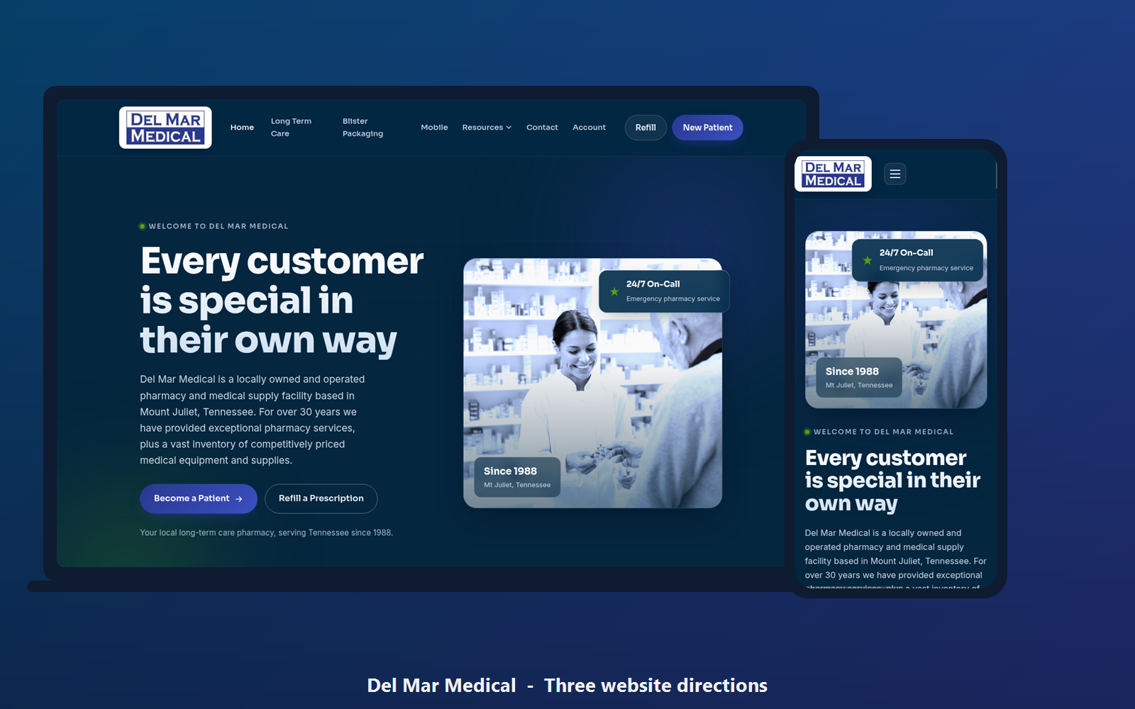 Del Mar Medical website redesign shown on a laptop and phone